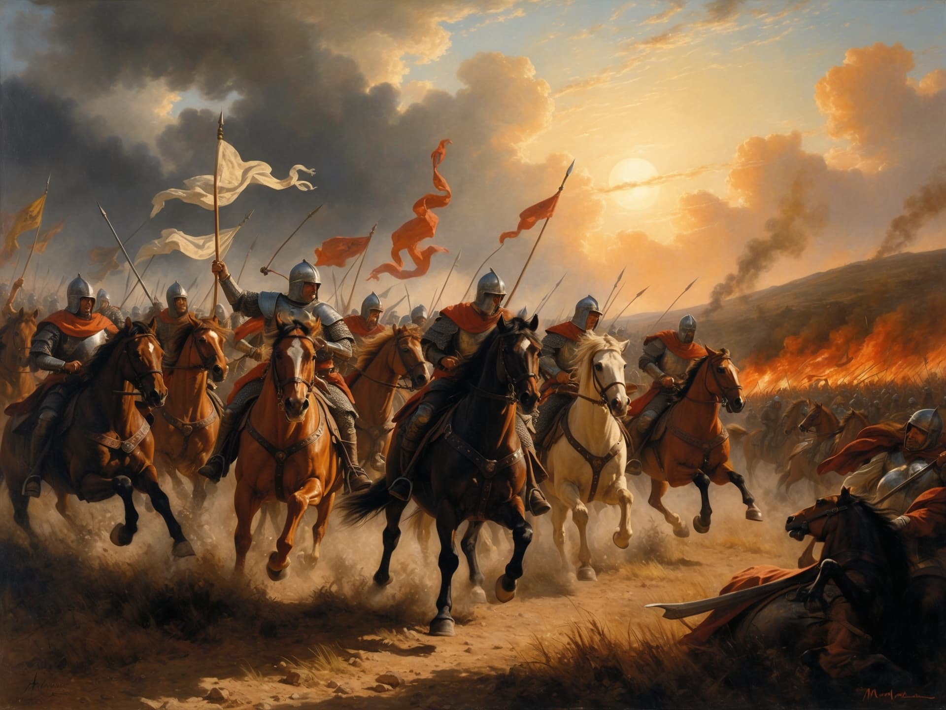 Srpski vitezovi konjanici jurisaju na Turkse vojnike pesadince uradjeno pomocu AI