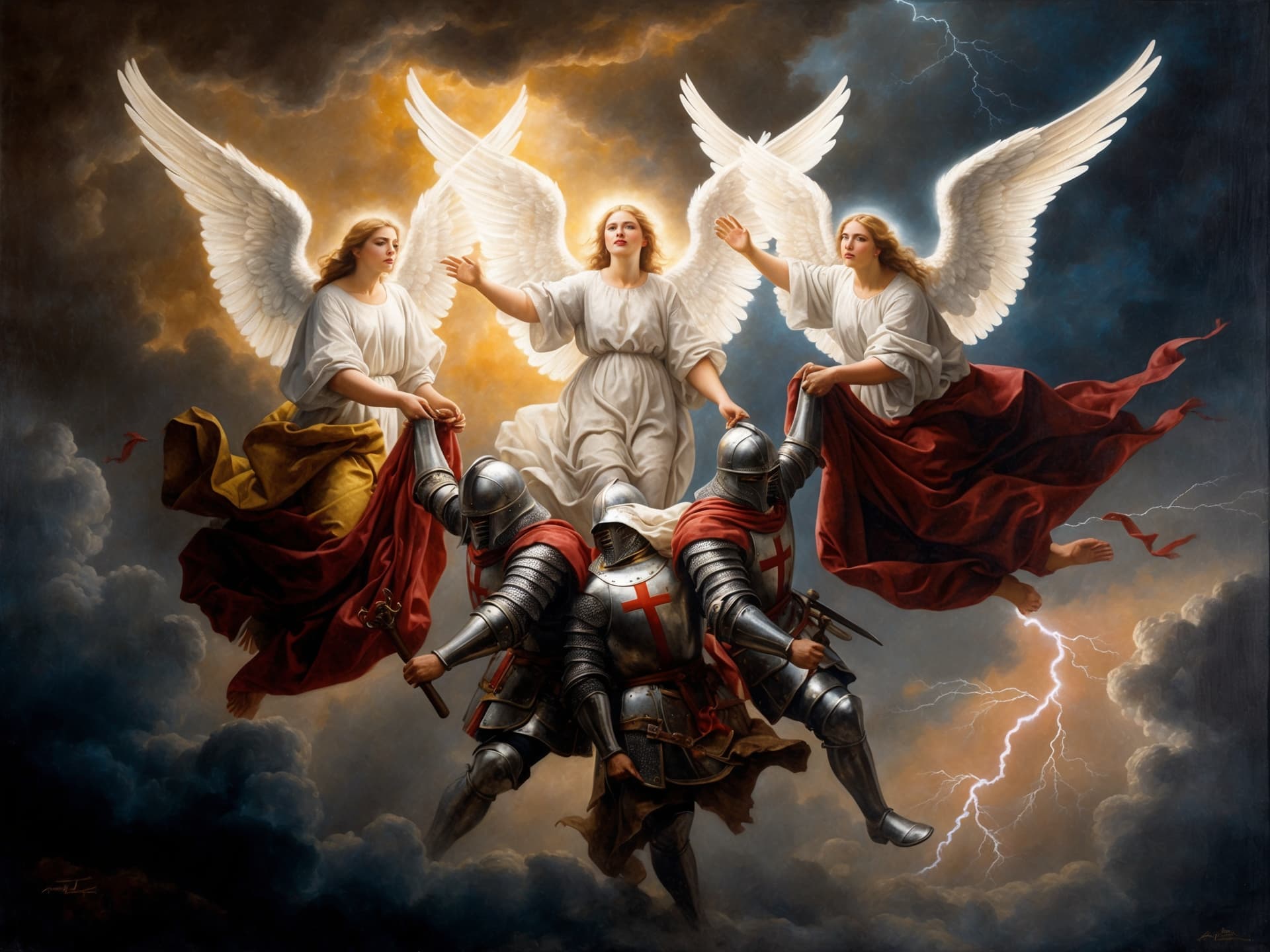 Анђели уздижу у небо српске витезове који су погинули у Косовској бици, урађено помоћу АИ